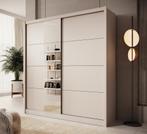 Meubella | Kledingkast 205cm beige Garderobekast Met spiegel, Verzenden, Nieuw