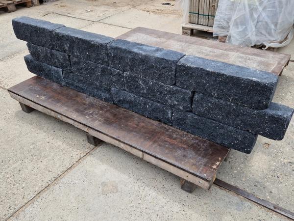 Veiling - 120x Muurblok Antraciet 12x15x50 Cm, Tuin en Terras, Tegels en Klinkers, Nieuw