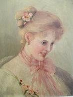 Ecole allemande fin XIX - Portrait de femme Art Nouveau, Antiek en Kunst