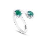 Ring - 18 karaat Witgoud Smaragd - Diamant, Handtassen en Accessoires, Ringen, Nieuw