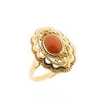 Gouden ring met bloedkoraal | Antiek (vintage, geelgoud), Bijoux, Sacs & Beauté, Bagues, Ophalen of Verzenden