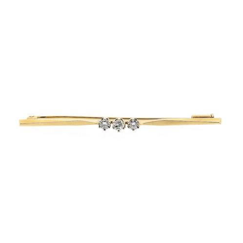 Gouden broche met diamant | 0,26 ct. (kanonsluiting), Handtassen en Accessoires, Broches, Overige kleuren, Gebruikt, Met edelsteen