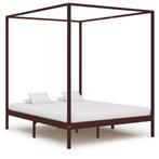 vidaXL Cadre de lit avec baldaquin Marron foncé 180x200, Verzenden