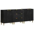 vidaXL Buffets 3 pcs noir bois dingénierie, Maison & Meubles, Verzenden, Neuf