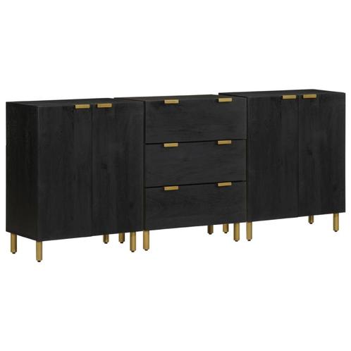 vidaXL Buffets 3 pcs noir bois dingénierie, Maison & Meubles, Armoires | Autre, Neuf, Envoi