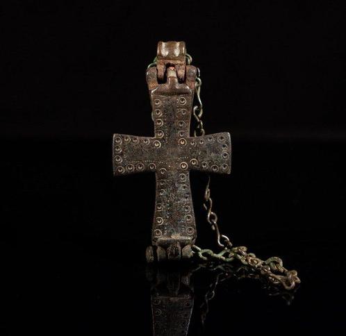 Byzantijns Reliekkruis (Enkolpion) met originele ketting –, Handtassen en Accessoires, Antieke sieraden