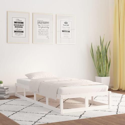 vidaXL Cadre de lit Blanc 75x190 cm Petit simple Bois, Maison & Meubles, Chambre à coucher | Lits, Neuf, Envoi