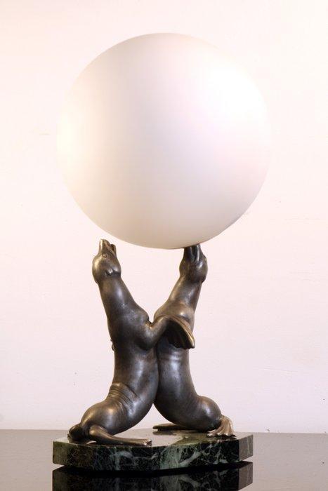 louis albert carvin - Lamp - Zinklegering, Marmer, Glas -, Antiek en Kunst, Kunst | Designobjecten