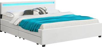 2eChoix | Lit capitonné Lyon - 180 x 200 cm - Blanc - LED beschikbaar voor biedingen