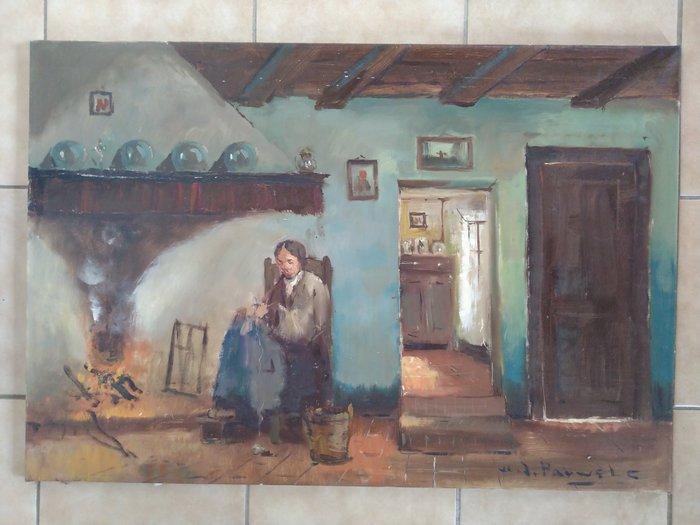 Henri Joseph Pauwels (1903-1983) - in de boerderij, Antiek en Kunst, Kunst | Schilderijen | Klassiek