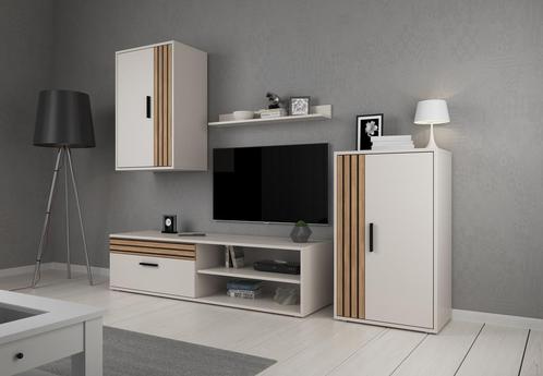 Wandmeubel Bellini - Beige - Eiken Set van 4 - TV-Meubel, Huis en Inrichting, Kasten | Wandmeubels, 25 tot 50 cm, Nieuw, Verzenden
