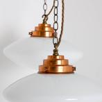 Lampe à suspendre (2) - OPALINE, Cuivre - ART DECO OVALIOD, Antiek en Kunst