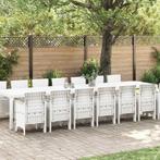 vidaXL Tuin Eettafel Set 15 pcs Wit Polt riet, Tuin en Terras, Verzenden, Nieuw