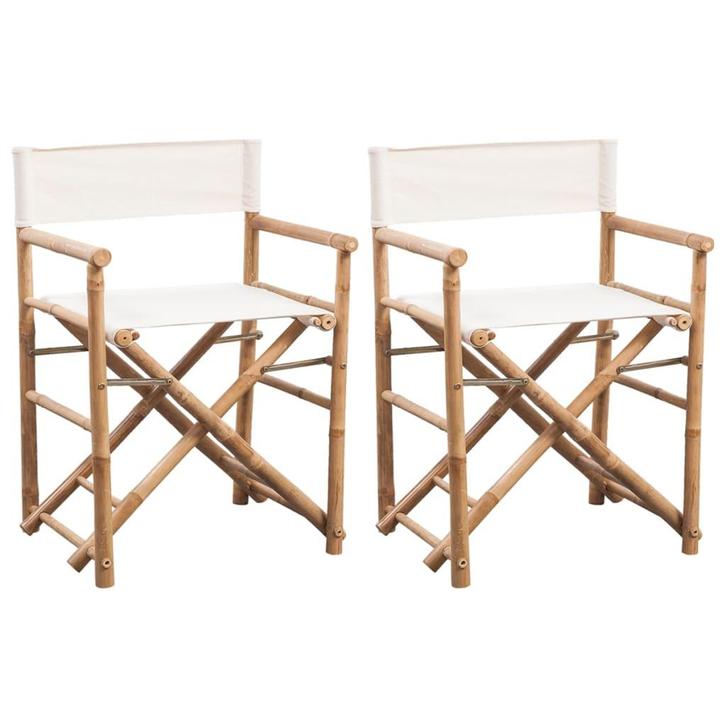 vidaXL Regisseursstoelen 2 st inklapbaar bamboe en canvas, Tuin en Terras, Tuinstoelen, Nieuw, Verzenden