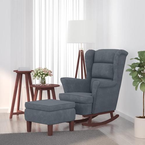 vidaXL Schommelstoel met houten poten voetenbank fluweel, Huis en Inrichting, Stoelen, Nieuw, Verzenden