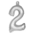 Opblaascijfer 2 Zilver 35cm, Hobby en Vrije tijd, Feestartikelen, Verzenden, Nieuw