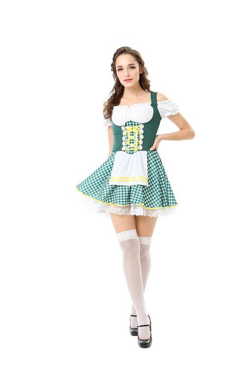 Dirndl Jurk Oktoberfest Geruit Groen, Enfants & Bébés, Costumes de carnaval & Déguisements, Envoi