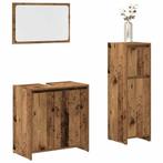 vidaXL 3-delige Badkamermeubelset bewerkt hout oud, Verzenden, Nieuw