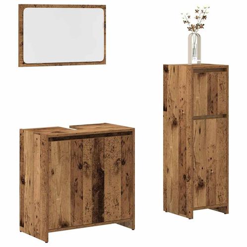 vidaXL 3-delige Badkamermeubelset bewerkt hout oud, Huis en Inrichting, Badkamer | Badkamermeubels, Nieuw, Verzenden
