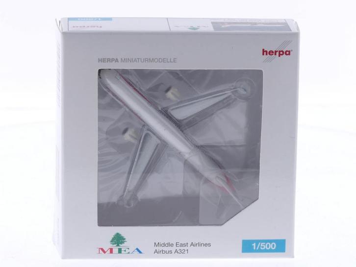 Schaal 1:500 Herpa 515818 Airbus A321 MEA - Middle East A..., Hobby en Vrije tijd, Modelbouw | Vliegtuigen en Helikopters, Zo goed als nieuw