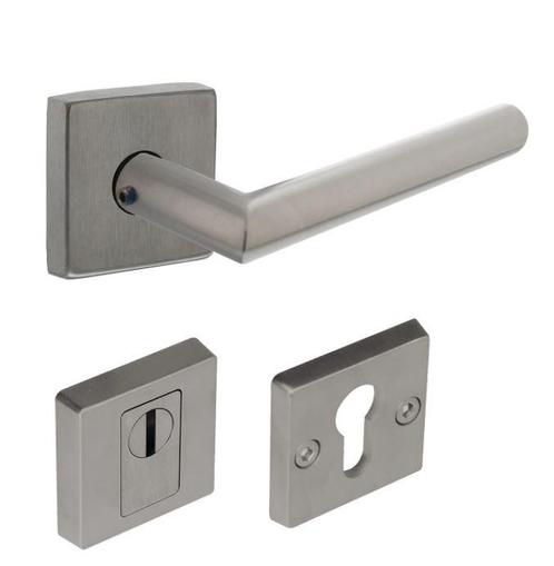 Intersteel SKG3 Veiligheid achterdeur set Jura vierkant rvs, Doe-het-zelf en Bouw, Hang- en Sluitwerk, Klink of Kruk, Nieuw, Overige materialen