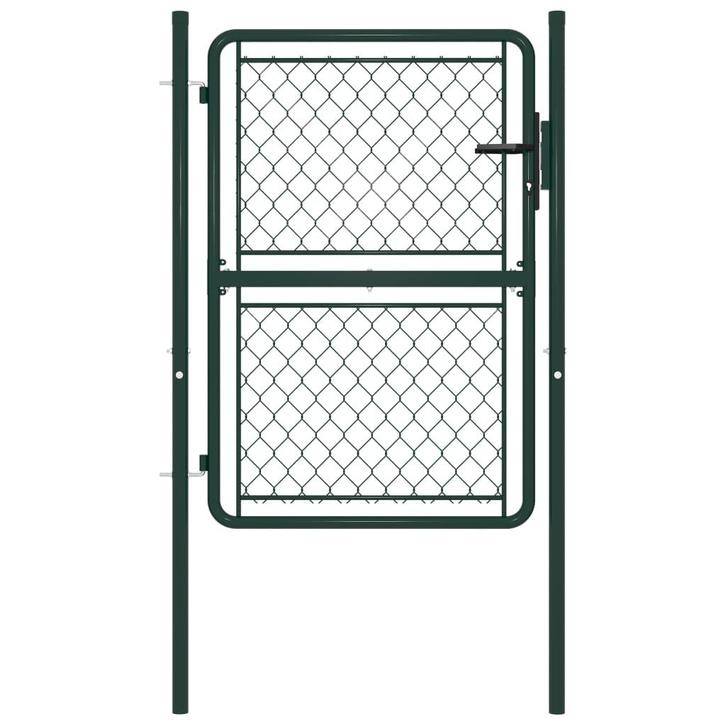 vidaXL Poort 100x125 cm staal groen, Tuin en Terras, Tuinpoorten, Nieuw, Verzenden