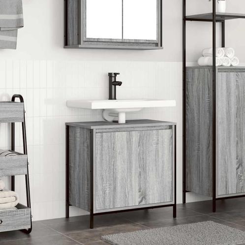 vidaXL Badkamerkast wastafelkast 60x34,5x60 cm grijs sonoma, Huis en Inrichting, Tafels | Kaptafels, Nieuw, Verzenden