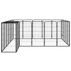 Hondenkennel 22 panelen 50x100 cm gepoedercoat staal zwart, Dieren en Toebehoren, Verzenden, Nieuw