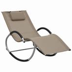 vidaXL Chaise longue avec oreiller Taupe Textilène, Jardin & Terrasse, Chaises longues, Verzenden, Neuf