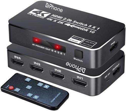 DrPhone ARC4 V2 HDMI 2.0B HDMI Switch - HDR10 - 5 Poorten 4K, Audio, Tv en Foto, Audiokabels en Televisiekabels, Nieuw, Verzenden