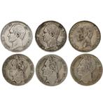 België. Leopold I (1831-1865). 5 Francs 1847/1851 (6 stuks)