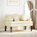 vidaXL Chesterfield Bank met kussen Crème 120,5 x 65 x 75 cm, Huis en Inrichting, Verzenden, Nieuw