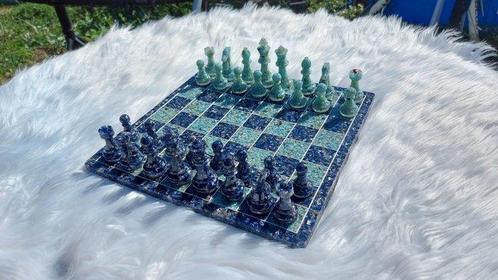 Jeu déchecs - Sodalite (Brésil), amazonite (Canada), résine, Antiek en Kunst, Curiosa en Brocante