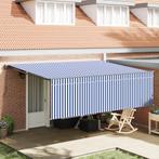 vidaXL Inklapbare Luifel Blauw en wit Blauw en Wit Antraciet, Tuin en Terras, Verzenden, Nieuw