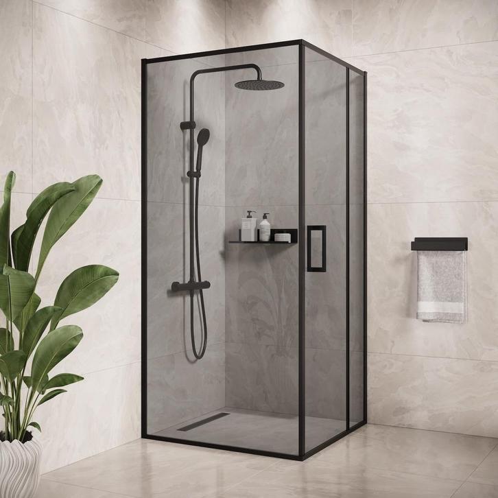 Douchecabine Belize 90 x 90 x 190 cm Zwart Getint Douchewand, Doe-het-zelf en Bouw, Sanitair, Nieuw, Verzenden