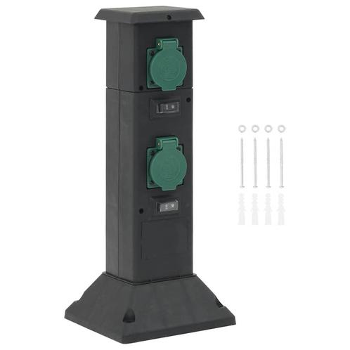 vidaXL Tuinstopcontact kolom 4-wegs 16x16x39,5 cm zwart en, Doe-het-zelf en Bouw, Elektriciteit en Kabels, Nieuw, Verzenden