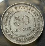 Établissements des Détroits. Édouard VII. Half Dollar 1908