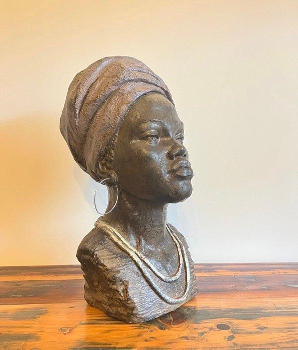 sculptuur, Buste - Afrikaanse vrouw - 53 cm - Hars, Antiek en Kunst, Curiosa en Brocante