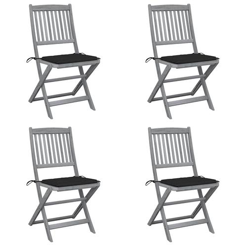 vidaXL Tuinstoelen 4 st inklapbaar met kussens massief, Tuin en Terras, Tuinstoelen, Nieuw, Verzenden