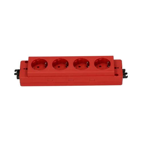4-Socket Power Block 230V Met GST Aansluiting Rood (Europese, Doe-het-zelf en Bouw, Elektriciteit en Kabels, Verzenden