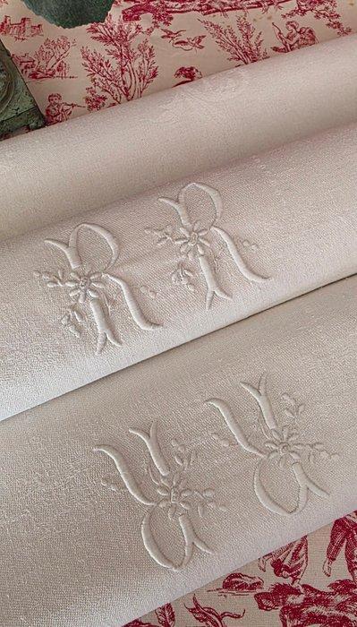 Nappe  - 238 cm - 150 cm - Monogramme brodé R R, Antiek en Kunst, Antiek | Meubels | Tafels