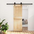 vidaXL Schuifdeur met beslag 70x210 cm massief grenenhout, Doe-het-zelf en Bouw, Deuren en Vliegenramen, Verzenden, Nieuw