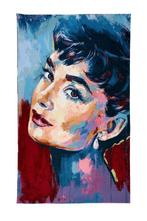 Audrey Hepburn - Un portrait sur tissu tapisserie gobelin -