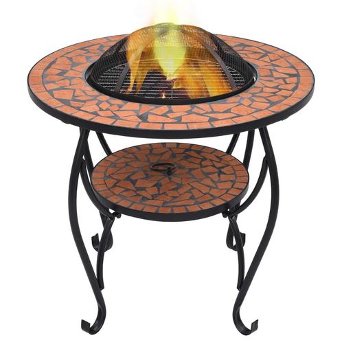 vidaXL Vuurtafel mozaïek 68 cm keramiek terracottakleurig, Huis en Inrichting, Haarden, Nieuw, Verzenden