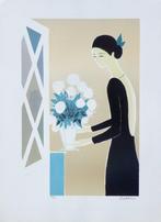 Serge Lassus (1933) - Jeune femme au  bouquet blanc