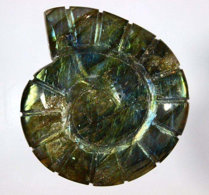 Ct. 800.10 Labradoriet Gesneden Gravure- 160.02 g - (4), Verzamelen, Mineralen en Fossielen