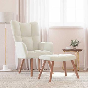 vidaXL Relaxstoel met voetenbank fluweel crèmewit, Huis en Inrichting, Fauteuils, Verzenden, Nieuw