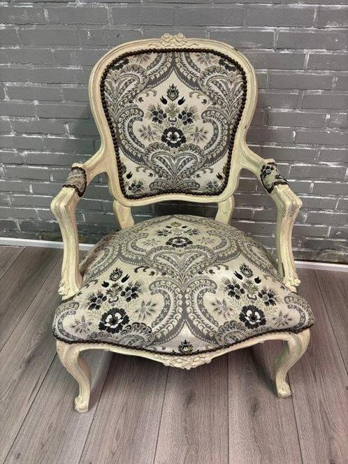 Fauteuil - Hout, Messing, Stoffering, Antiek en Kunst, Curiosa en Brocante