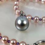 Halsketting Zilver Parel - Parel - Tahiti Ø13,2 mm, Handtassen en Accessoires, Kettingen, Nieuw