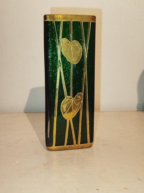 Josef Riedel - vase Art Nouveau - fond aventurine,, Antiek en Kunst, Antiek | Glaswerk en Kristal